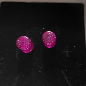 Hot Topic Fuchsia Glitter Acrylic Stud Earrings